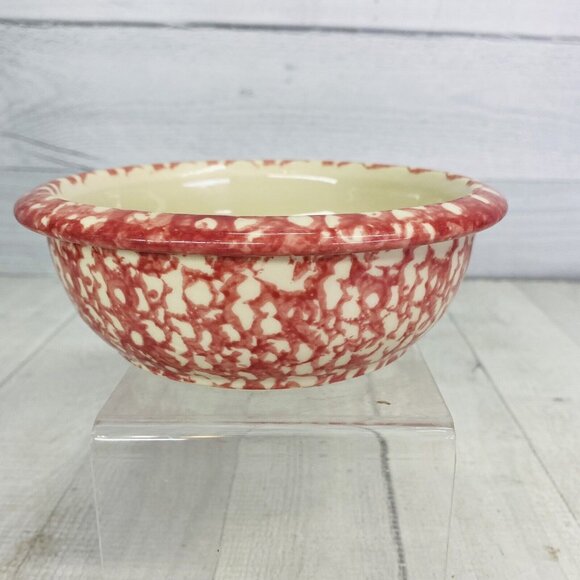 Roseville The Workshop of Gerald Henn ROSE SPONGE Red Spongeware Rim Soup Bowl - Picture 5 of 13